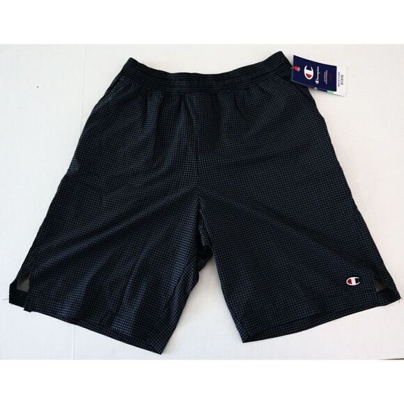 Champion 5707P 586551 Men's Sz S Dark Mini Grid Black/Titanium 9" Sports Shorts - Picture 1 of 9